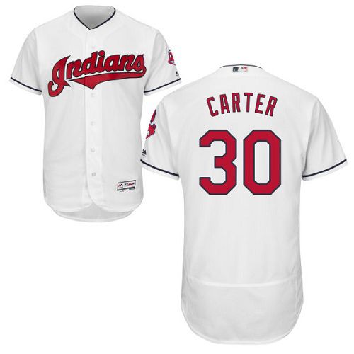 Indians #30 Joe Carter White Flexbase Authentic Collection Stitched MLB Jersey - Click Image to Close